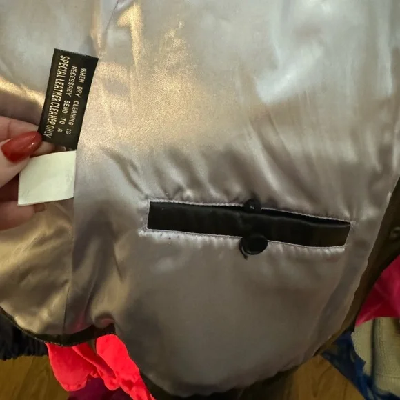 Wilsons Leather Vintage 90s Maxima Jacket Tie Belt Cinch Waist Button Up Collar - Picture 11 of 16